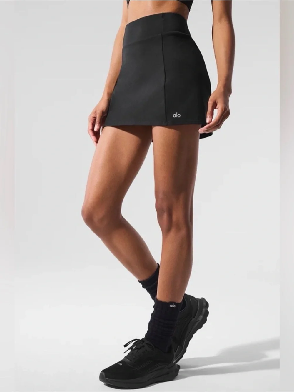 Alo Yoga Airbrush High Waist Good Form Tennis Skirt | Size Medium | Black